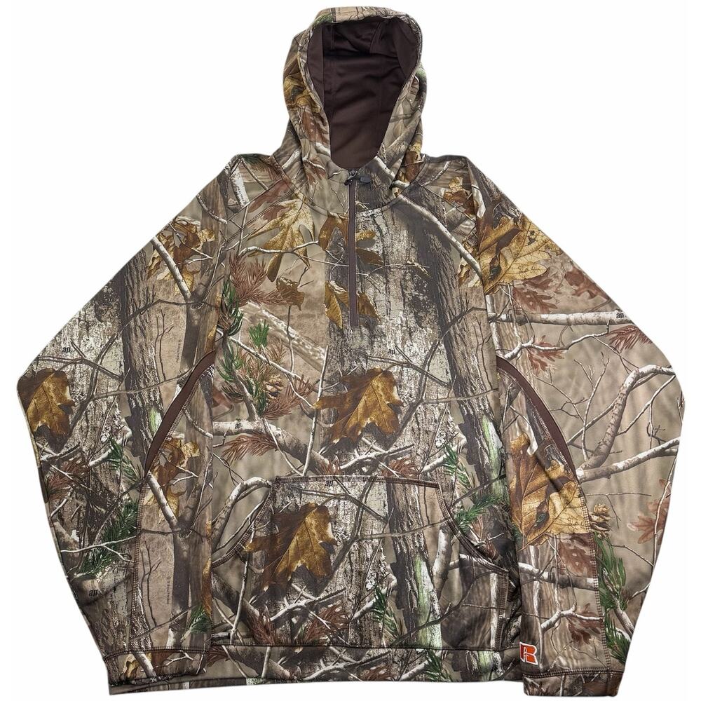 Vintage y2k Russell Outdoors Camoflauge Hoodie Men's 2XL Hunting Camo Sweatshirt